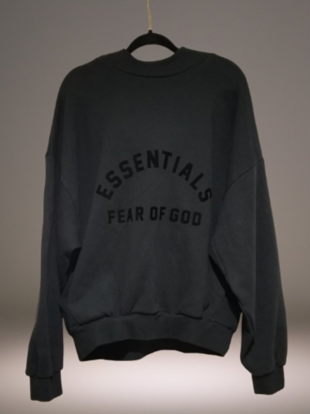 Fear of God Essentials Men's M Black Crewneck Sweatshirt Arc Logo